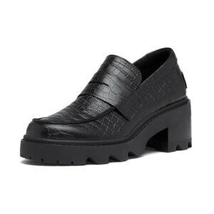 Sorel Joan Now City Loafer Black Croc Embossed Waterproof - Size 7.5